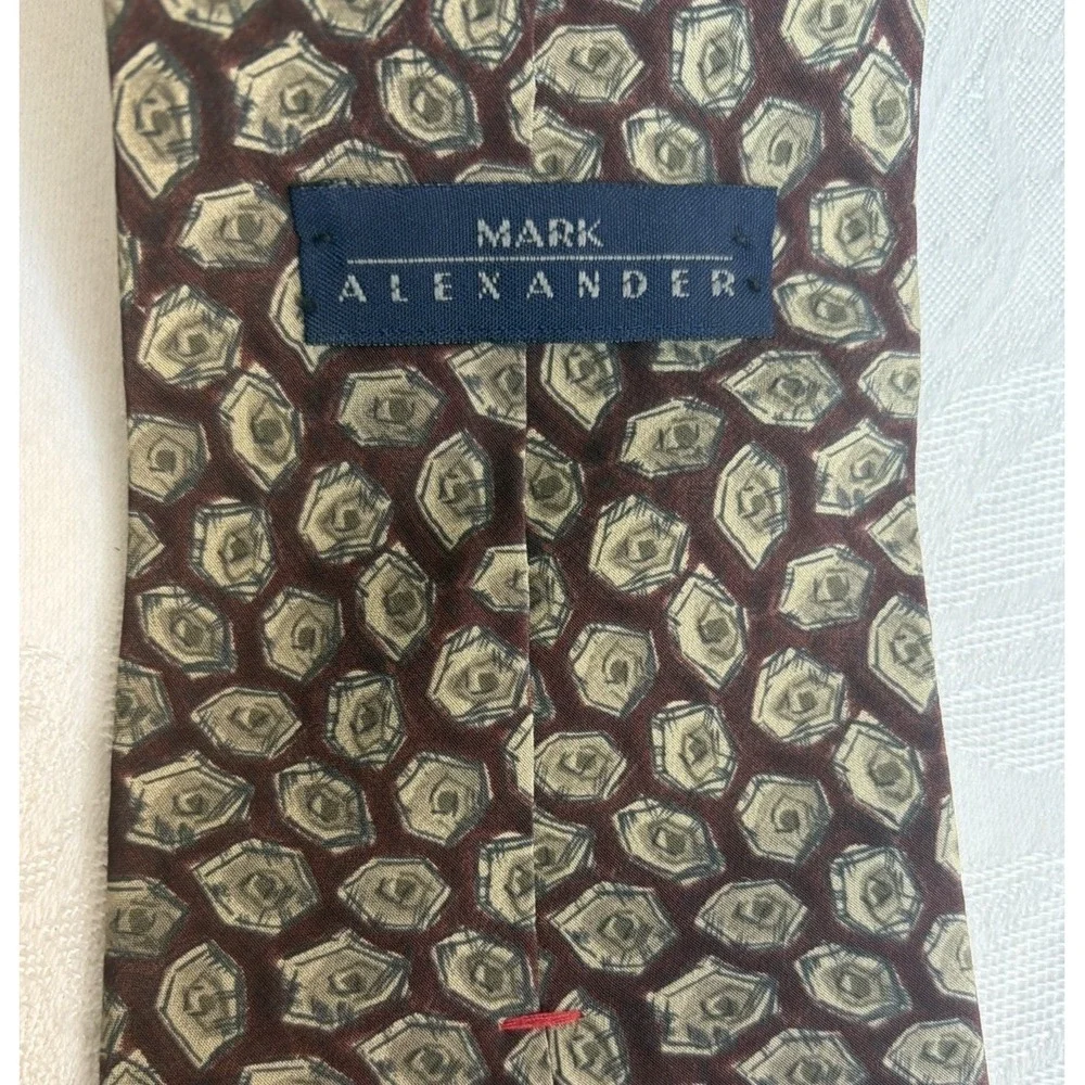 MARK ALEXANDER Men's Necktie Italian Silk Geometric Tie Vintage